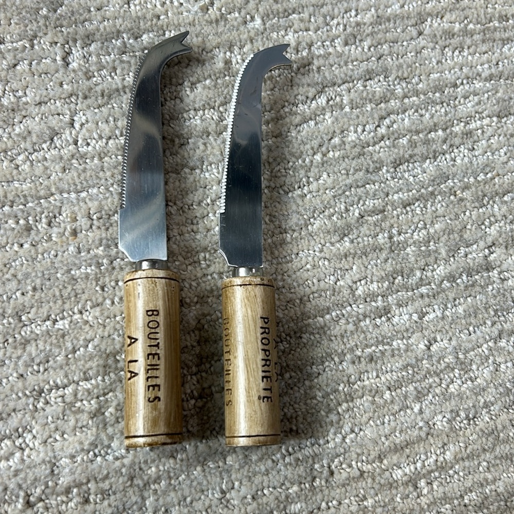 Wine Cork Cheese Knives 2 in package